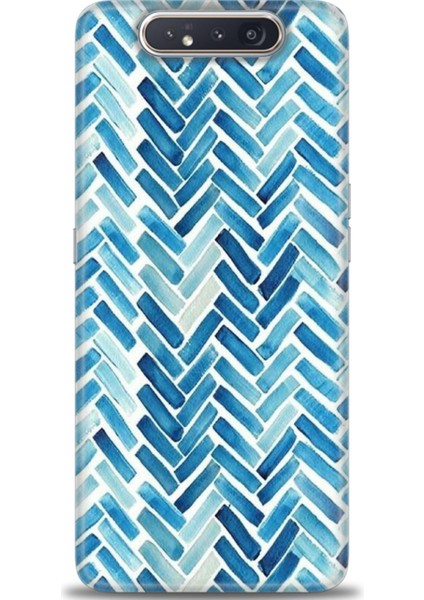 Samsung Galaxy A80 Kılıf Hd Baskılı - Mavi Çizgiler