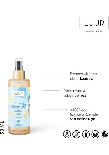 True Vücut Spreyi Simli, Işıltılı Uzun Süre Kalıcı Koku, Nemlendiricili 50 Ml 8683023000855 fiyatları
