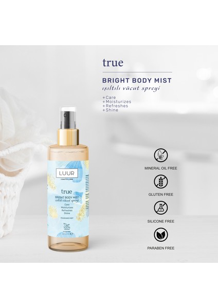True Vücut Spreyi Simli, Işıltılı Uzun Süre Kalıcı Koku, Nemlendiricili 50 Ml 8683023000855 modelleri