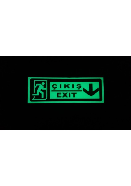 Çizgi Yangın Söndürme 30X10 cm Fosforlu Yangın Uyarı (Acil Çıkış-Emergency Exit) Levhası (Sol Yön)