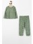 Kız Çocuk Termal Soft Yeşil Puantiye Desen Pijama Takım 4