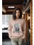 Premium Pamuk First Step Baskılı Tarz Kadın Bisiklet Yaka Sweatshirt 1