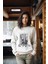 Premium Pamuk First Step Baskılı Tarz Kadın Bisiklet Yaka Sweatshirt 2