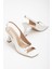 Felya Arkası Açık Topuklu Ayakkabı Bej 4