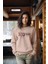 Premium Tarz Baskılı Kadın Bisiklet Yaka Sweatshirt 1