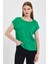 Kadın Cindy Yeşil Bisiklet Yaka Regular Fit Basic Modal Tişört (Lyocell) 2