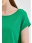 Kadın Cindy Yeşil Bisiklet Yaka Regular Fit Basic Modal Tişört (Lyocell) 3