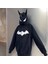 Yeni Siyah Batman Kulak Detaylı Fermuarlı (Unisex) Kapüşonlu Sweatshirt 1