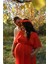 Babyshower Melek Kol Kırmızı Hamile Elbisesi 3