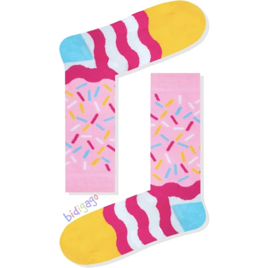 Bidigago Şekerleme Desenli Renkli Unisex Kolej Çorap