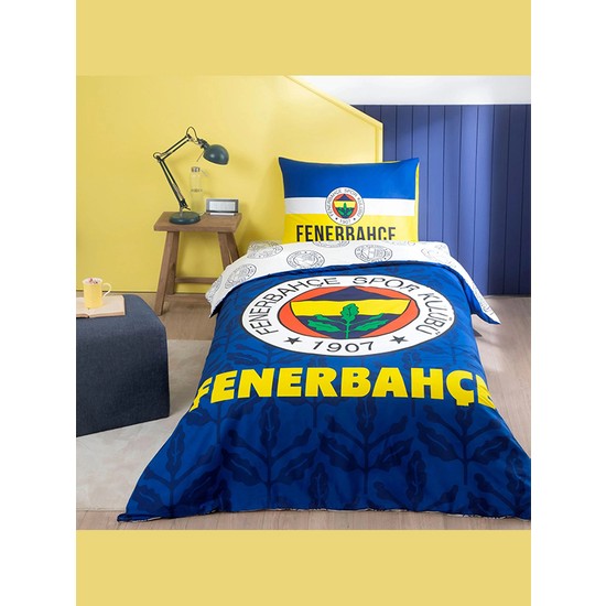 Taç Lisanslı Fenerbahçe Palamut Tek Kişilik Nevresim Takımı Renkli 160 x 220 cm Desenli