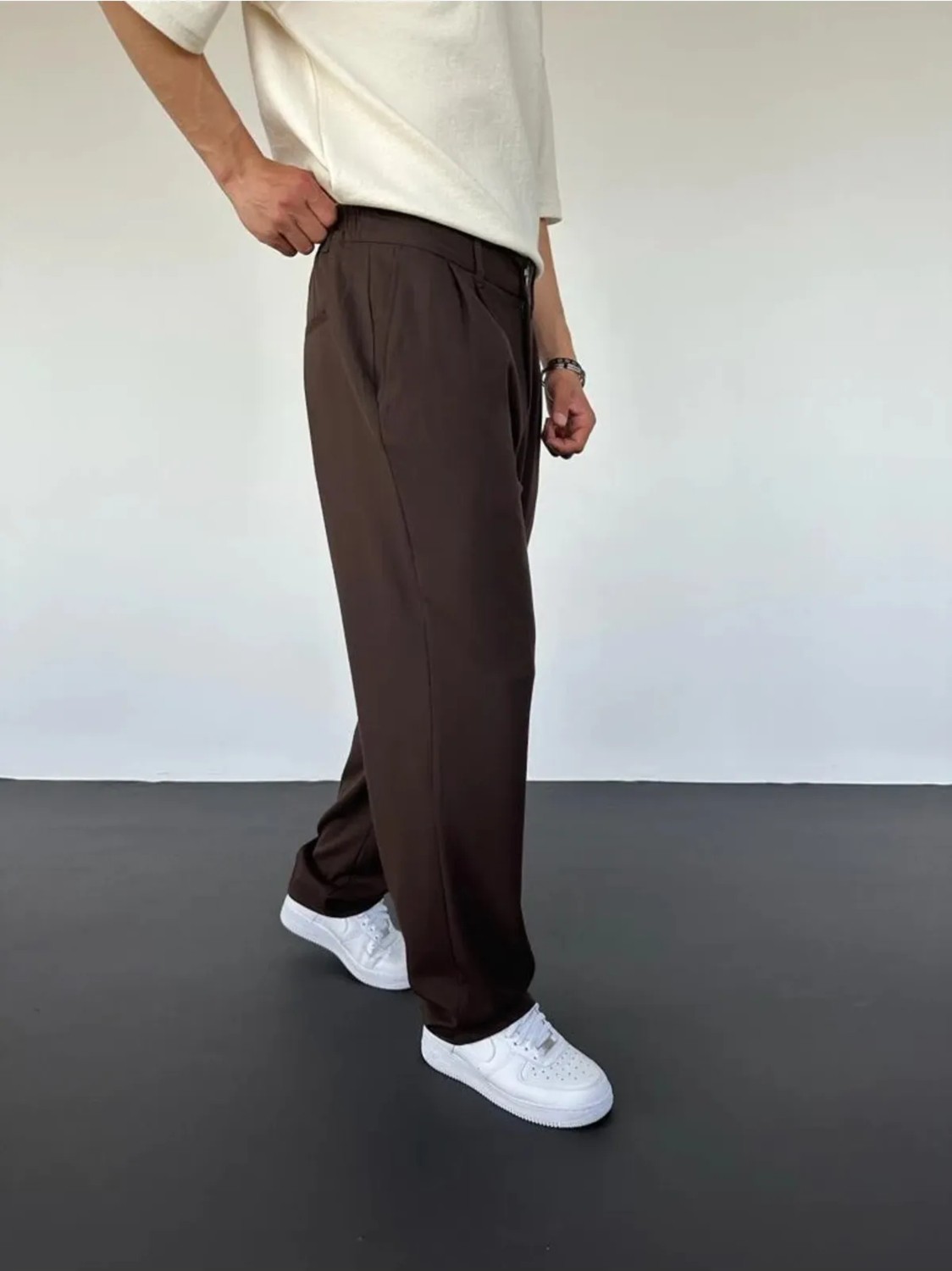 LA 1 END Siyah Pileli Baggy Kumaş Pantolon görsel 7