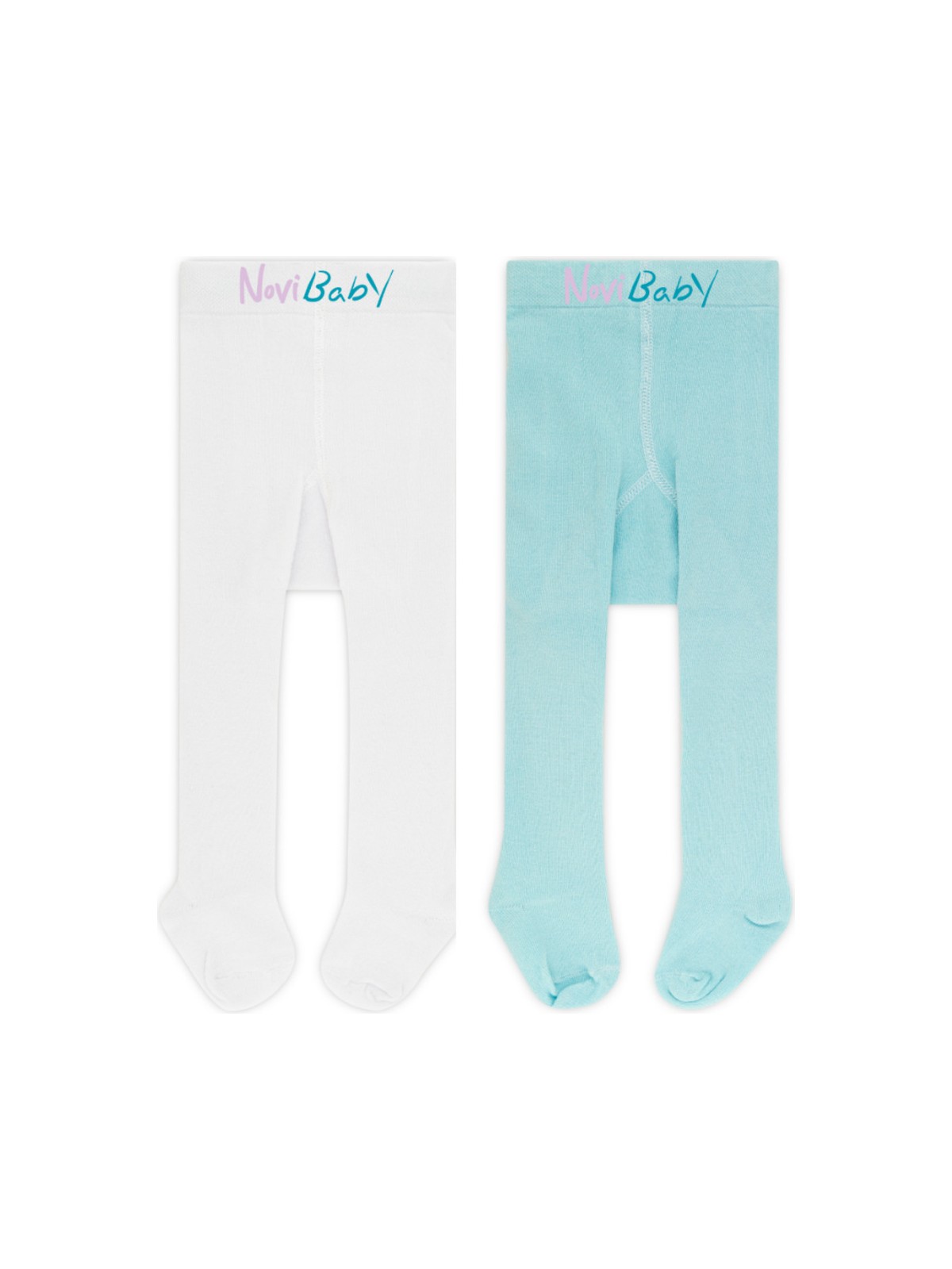 Novibaby 2'li Bebek Pamuklu Külotlu Çorap, Çocuk Yenidoğan Pamuk Kız Erkek Okul Çorabı, Beyaz Ekru Pembe - Görsel 3