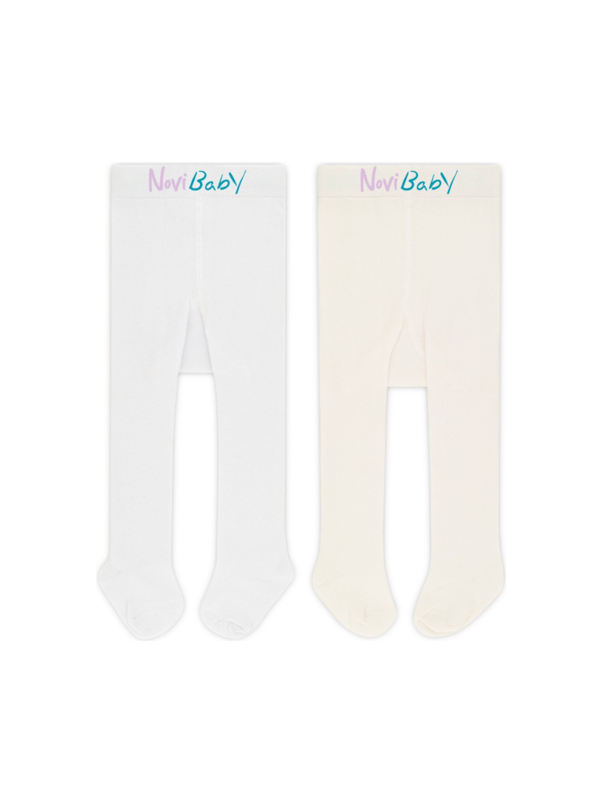 Novibaby 2'li Bebek Pamuklu Külotlu Çorap, Çocuk Yenidoğan Pamuk Kız Erkek Okul Çorabı, Beyaz Ekru Pembe - Görsel 5