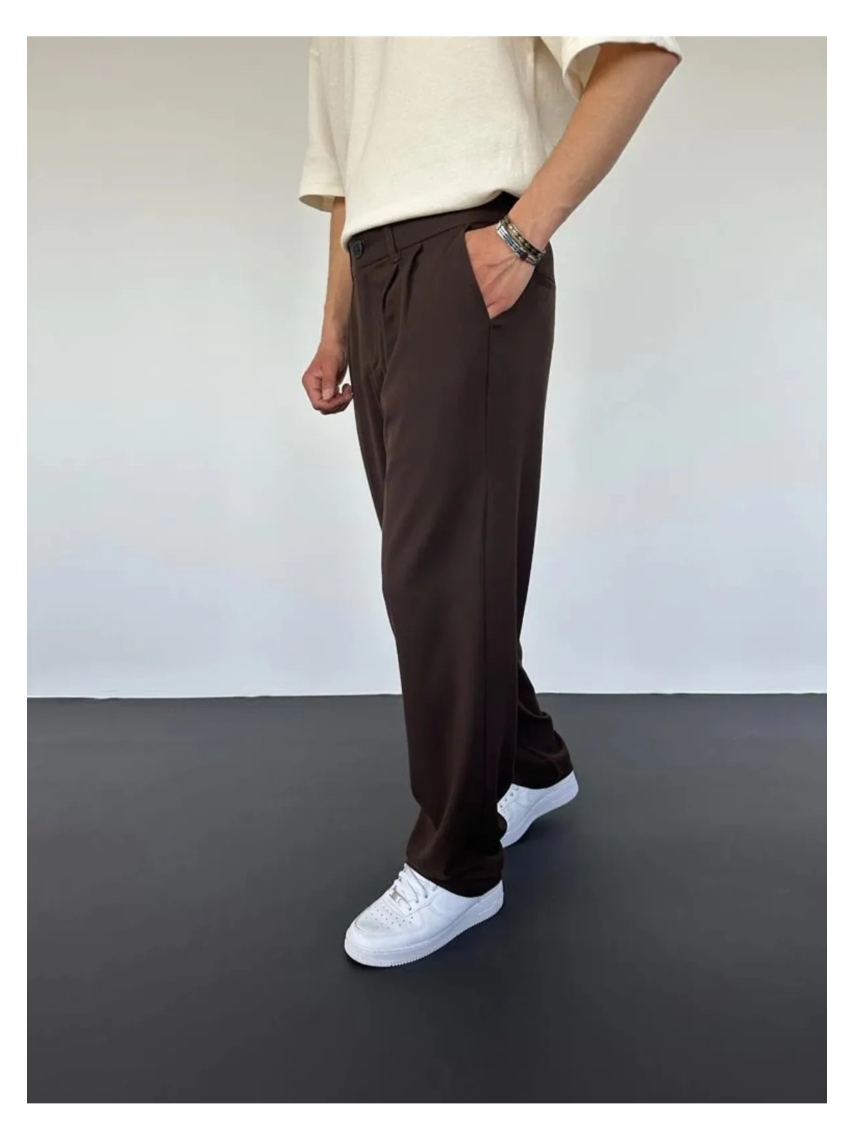 LA 1 END Siyah Pileli Baggy Kumaş Pantolon - Görsel 6