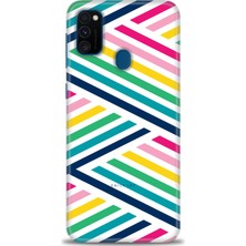 gmotp Samsung Galaxy M21 Kılıf Hd Baskılı - Renkli Çubuklar