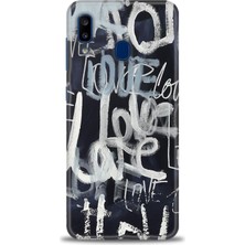 gmotp Samsung Galaxy A30 Kılıf Hd Baskılı - Gri Love