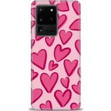 gmotp Samsung Galaxy S20 Ultra Kılıf Hd Baskılı - Pembe Kalp