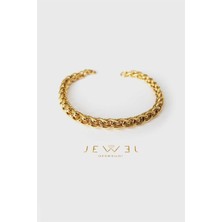 Jewel Örgü Detay Gold Altın Kaplama Bileklik