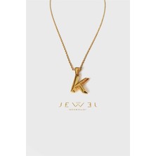 Jewel K Harfi Büyük Gold Altın Kaplama Kolye
