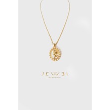 Jewel Pearl Flower Model Gold Altın Kaplama Kolye