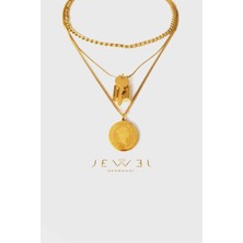 Jewel Anahtar Detay Elizabeth Plaka Gold Altın Kaplama Kolye