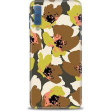 gmotp Samsung Galaxy A7 2018 Kılıf Hd Baskılı - Yeşil Kahve Çiçekler