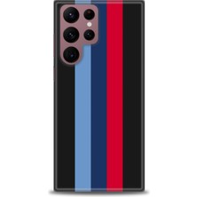 gmotp Samsung Galaxy S22 Ultra Kılıf Hd Baskılı - Bordo Mavi Çubuklar