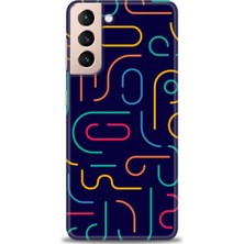 gmotp Samsung Galaxy S21 Kılıf Hd Baskılı - Renkli Çubuklar