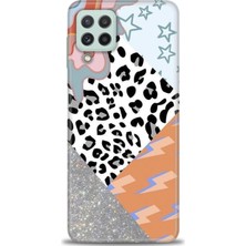 gmotp Samsung Galaxy M22 Kılıf Hd Baskılı - Leopar ve Şimşekler
