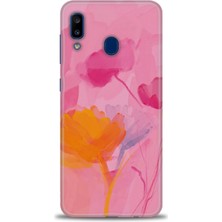 gmotp Samsung Galaxy A20 Kılıf Hd Baskılı - Turuncu Pembe