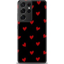 gmotp Samsung Galaxy S21 Ultra Kılıf Hd Baskılı - Kırmızı Kalpler