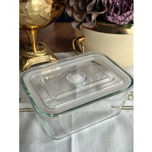 MD Mimoza Dekor Çok Amaçlı Borosilikat Cam Vakumlu Dikdörtgen Saklama Kabı Beyaz