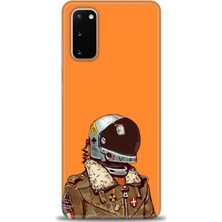 gmotp Samsung Galaxy S20 Kılıf Hd Baskılı - Turuncu Astronot