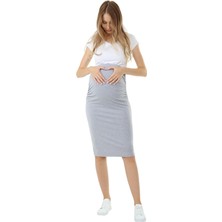 Luvmabelly MYRA9041 Beli Ayarlanabilir Gri Hamile Etek Yumuşak Kumaş Özellikleri ile Rahat Kullanım