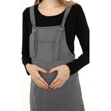 Luvmabelly MYRA6300 Kışlık Kazayağı Desen Hamile Jile Elbise -Siyah