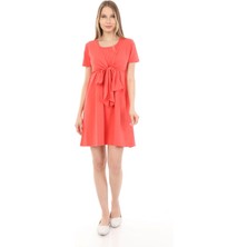 Luvmabelly MYRA5702 Fiyonklu Emzirmeye Uygun Şık Elbise -Somon