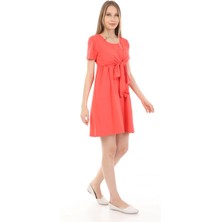 Luvmabelly MYRA5702 Fiyonklu Emzirmeye Uygun Şık Elbise -Somon