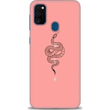 gmotp Samsung Galaxy M30S Kılıf Hd Baskılı - Pembe Yılan