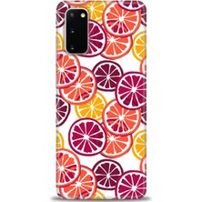 gmotp Samsung Galaxy S20 Kılıf Hd Baskılı - Bordo Limon Dilimleri