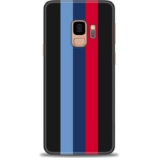 gmotp Samsung Galaxy S9 Kılıf Hd Baskılı - Bordo Mavi Çubuklar