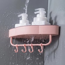 Shanhua Shop Pembe Tarzı Kancasız Köşe Banyo Rafları Banyo Aksesuarları Şampuan Duş Rafı Tutacağı Duvara Monte Depolama Rafı (Yurt Dışından)