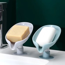 Shanhua Shop Mavi Kısa Stil Yaratıcı Yaprak Şekilli Sabun Kutusu Ayakta Vantuz Drenaj Banyo Mutfak Ayarı Sabunluk Çamaşır Saklama Kutusu (Yurt Dışından)