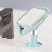 Shanhua Shop Mavi Kısa Stil Yaratıcı Yaprak Şekilli Sabun Kutusu Ayakta Vantuz Drenaj Banyo Mutfak Ayarı Sabunluk Çamaşır Saklama Kutusu (Yurt Dışından)