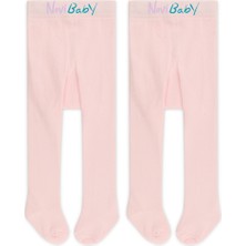 Novibaby 2'li Bebek Pamuklu Külotlu Çorap, Çocuk Yenidoğan Pamuk Kız Erkek Okul Çorabı, Beyaz Ekru Pembe