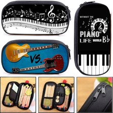 Qiuming Shop QBBPIANO04 Stili Elegent Müzik Notu Piyano Gitar Kozmetik Çantası Kalemlik Kadın Makyaj Çantası Çocuklar Kalem Kutusu Kız Kırtasiye Çantaları Okul Malzemeleri (Yurt Dışından)