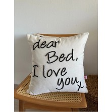 Galia Textile Galia Tasarım Dear Bed I Love You Yıkanmış Keten Punch Kırlent Yastık Kılıfı