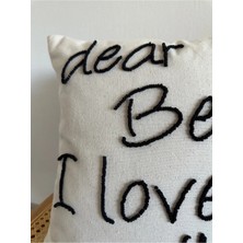 Galia Textile Galia Tasarım Dear Bed I Love You Yıkanmış Keten Punch Kırlent Yastık Kılıfı