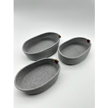 Luna Cucina Jüt 3'lü Oval Organizer Gri 29 cm