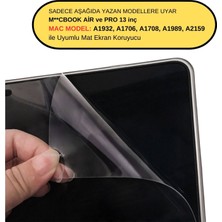 McStorey Macbook Air Pro Ekran Koruyucu A1708 A1706 A1989 A2159 A1932 ile Uyumlu Mat